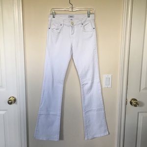 White flare jeans